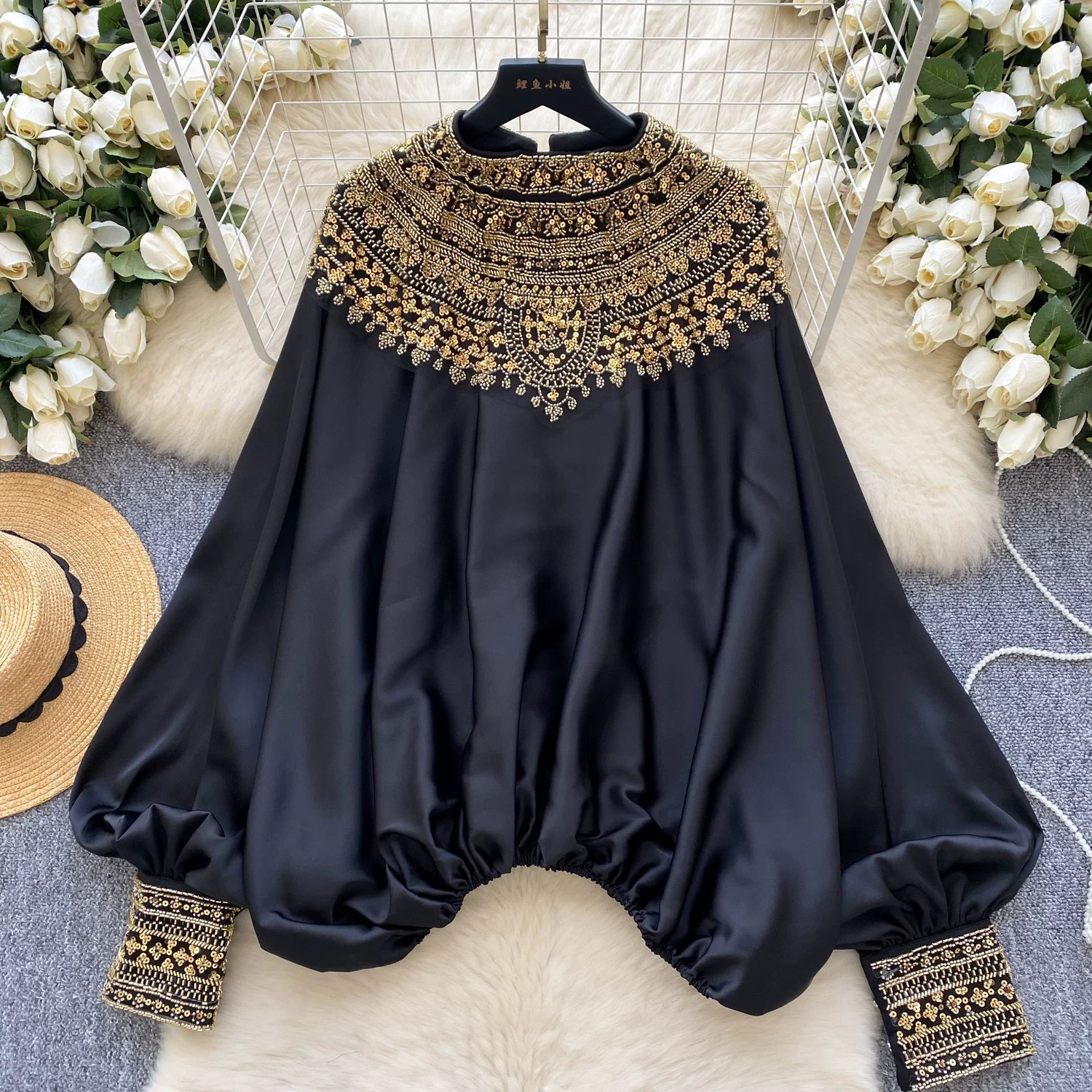 Sweet but sassy embellished blouse BE357 images